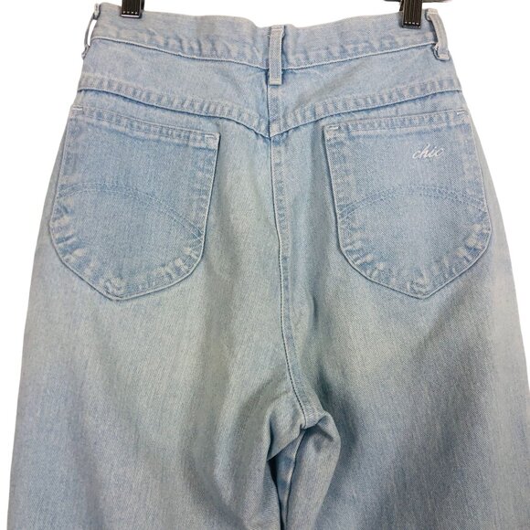 Vtg 70s/80s CHIC High-Waisted Jeans Sz 8 Tapered Legs Light Wash Cotton 26 x 29 - Picture 7 of 11